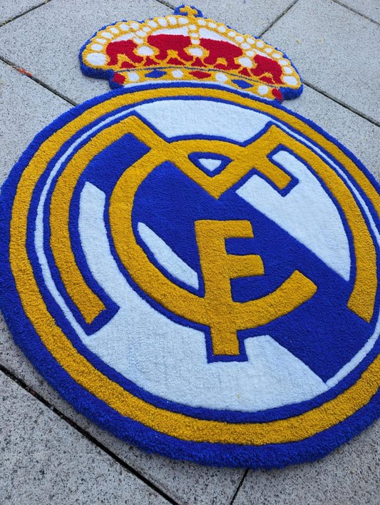 TUFTING TAPIS, Tapis motif logo Real Madrid/ Hala madrid / Tapis personnalisé , Tufting Rug
