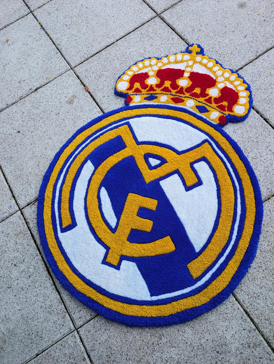 TUFTING TAPIS, Tapis motif logo Real Madrid/ Hala madrid / Tapis personnalisé , Tufting Rug