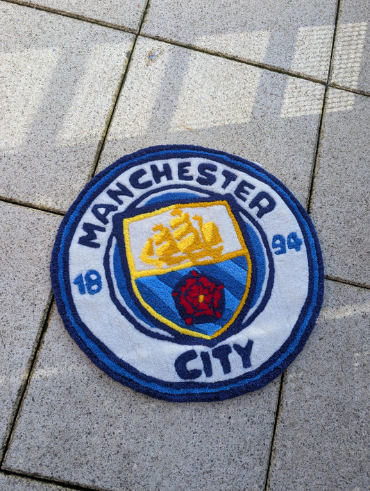 TUFTING TAPIS, Rug logo Manchester City  Tapis personnalisé , Tufting Rug