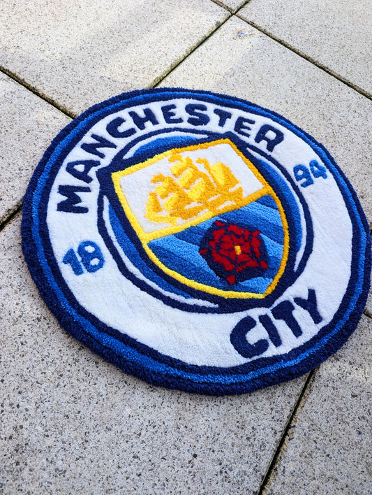 TUFTING TAPIS, Rug logo Manchester City  Tapis personnalisé , Tufting Rug